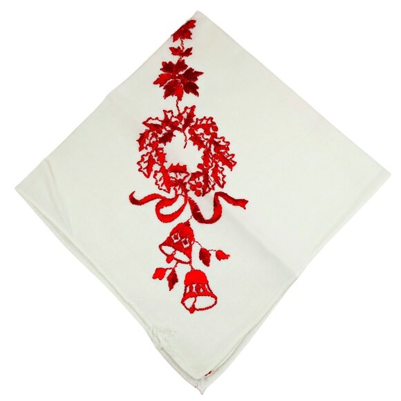 1940s Hand Embroidered Hankie Lot of 3 - Floral, Holiday, Sentiment - Picture 4 of 7